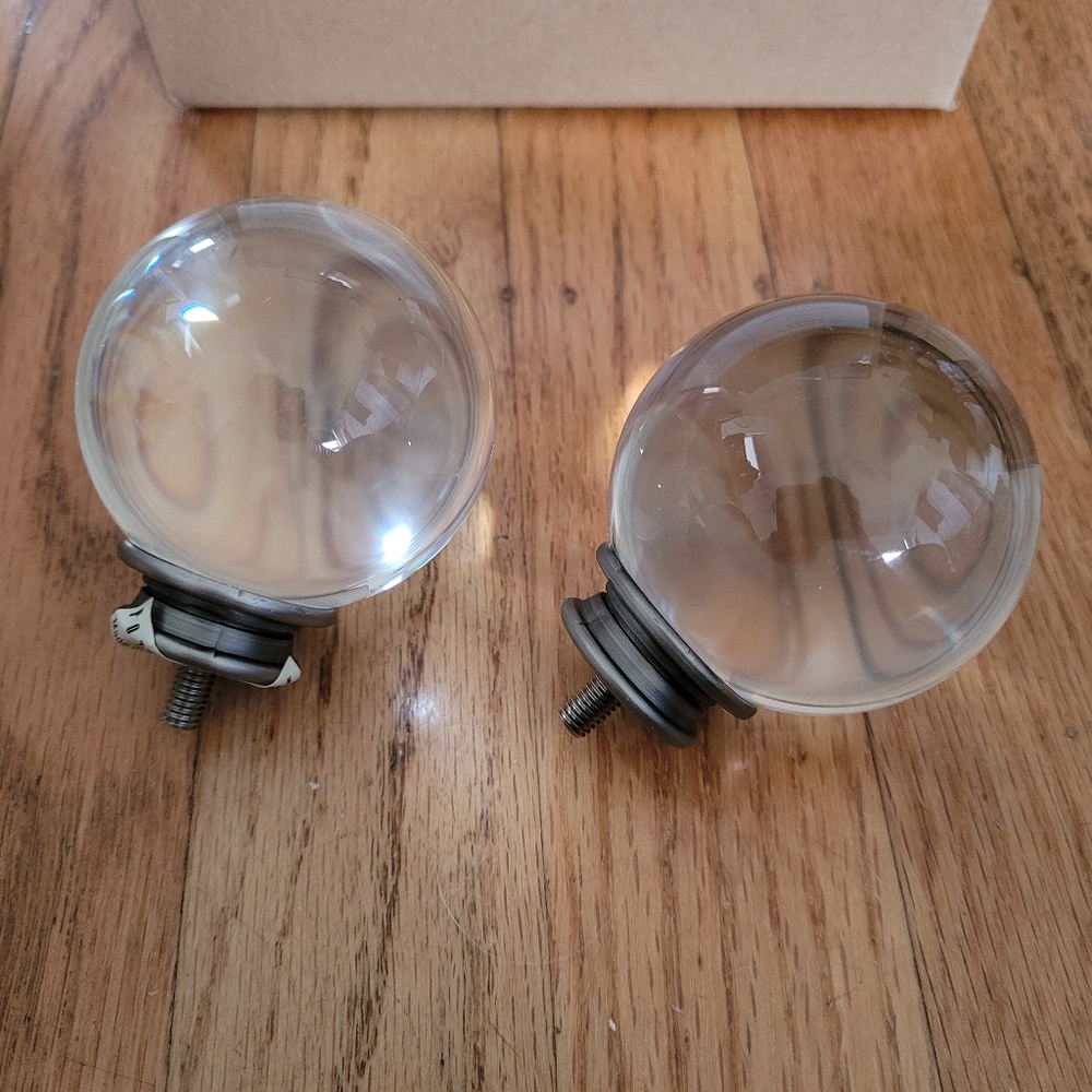 Pottery Barn Glass Ball Finials Pewter Large 2.75" dia x 3.25" h